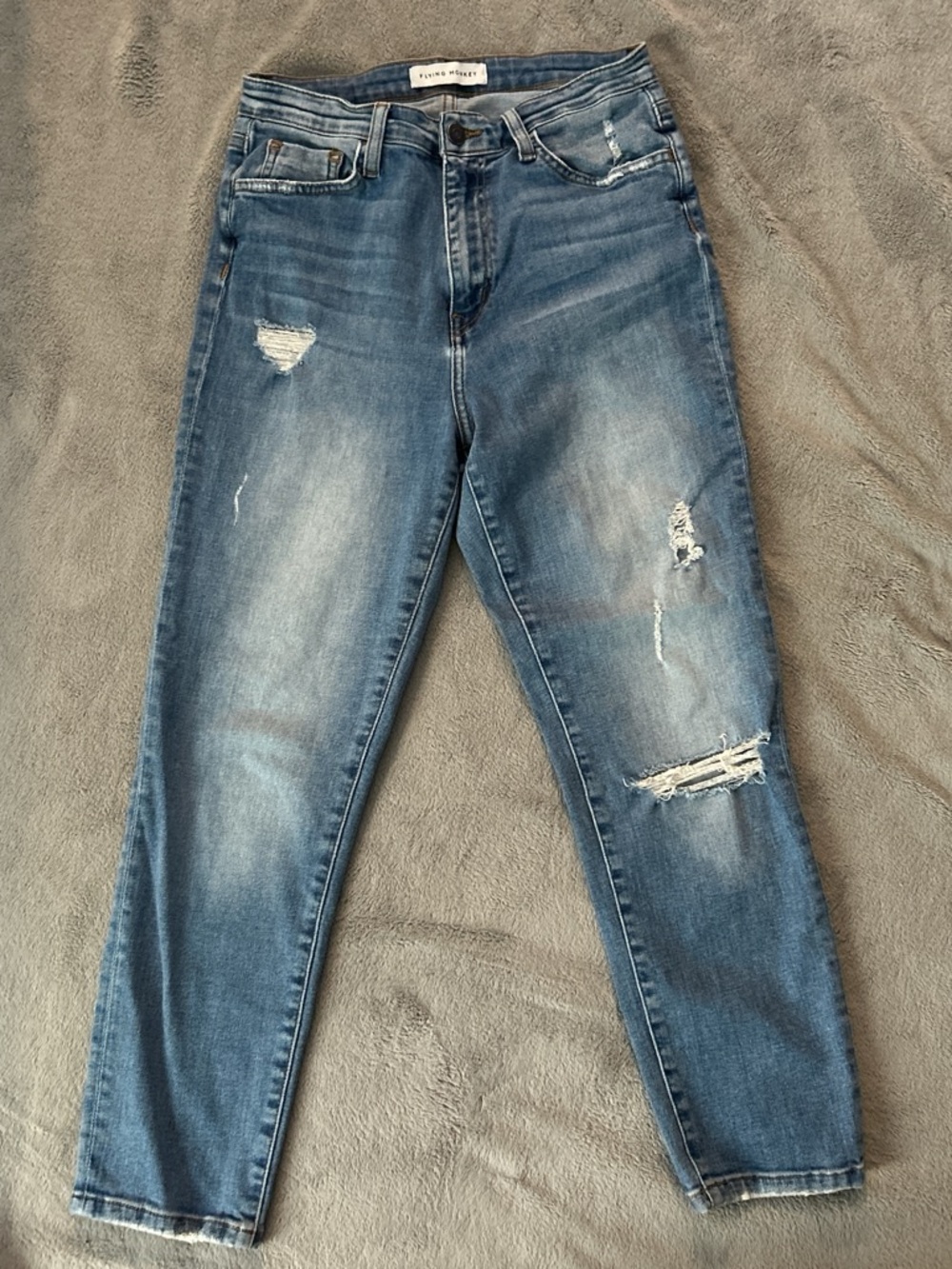 Flying Monkey Women's Distressed Skinny Jeans - Blue Wash